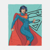 Supergirl zweven in blauw pak fleece deken (Voorkant)