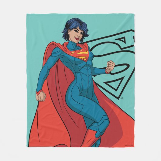 Supergirl zweven in blauw pak fleece deken (Voorkant)