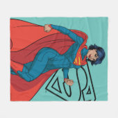 Supergirl zweven in blauw pak fleece deken (Voorkant (Horizontaal))