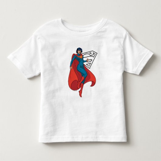 Supergirl zweven in blauw pak kinder shirts (Voorkant)