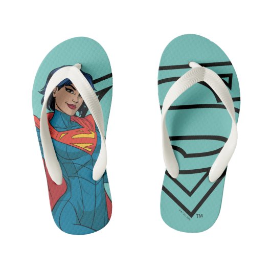 Supergirl zweven in blauw pak kinder teenslippers (Voetbed)