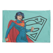 Supergirl zweven in blauw pak kussensloop (Achterkant)