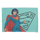 Supergirl zweven in blauw pak kussensloop (Voorkant)