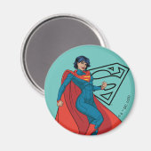 Supergirl zweven in blauw pak magneet (Voorkant / Achterkant)