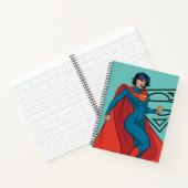 Supergirl zweven in blauw pak notitieboek (Binnen)
