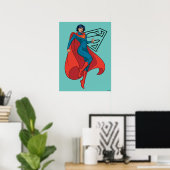 Supergirl zweven in blauw pak poster (Thuiskantoor)