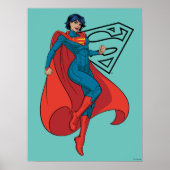 Supergirl zweven in blauw pak poster (Voorkant)