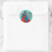 Supergirl zweven in blauw pak ronde sticker (Tas)