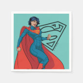 Supergirl zweven in blauw pak servet (Voorkant)