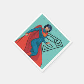 Supergirl zweven in blauw pak servet (Hoek)