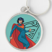 Supergirl zweven in blauw pak sleutelhanger (Voorkant)