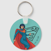 Supergirl zweven in blauw pak sleutelhanger (Voorkant)