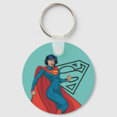 Supergirl zweven in blauw pak sleutelhanger (Achterkant)