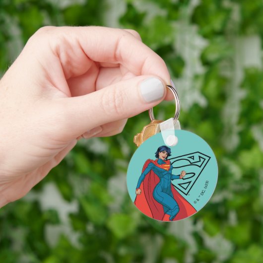 Supergirl zweven in blauw pak sleutelhanger (Hand)