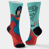 Supergirl zweven in blauw pak sokken (Gebogen)