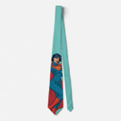 Supergirl zweven in blauw pak stropdas (Voorkant)