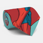 Supergirl zweven in blauw pak stropdas (Opgerold)