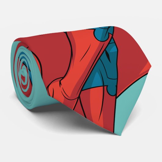 Supergirl zweven in blauw pak stropdas (Opgerold)