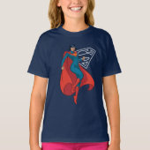 Supergirl zweven in blauw pak t-shirt (Voorkant)