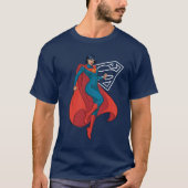 Supergirl zweven in blauw pak t-shirt (Voorkant)