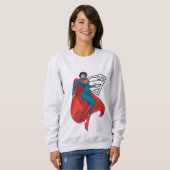 Supergirl zweven in blauw pak trui (Voorkant volledig)
