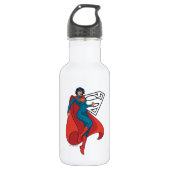 Supergirl zweven in blauw pak waterfles (Voorkant)