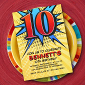 Superheld 10e verjaardag uitnodiging