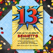Superheld 13e verjaardagsuitnodiging kaart