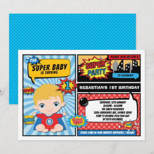 Superheld 1e Verjaardag Party Comics / Blond Haar Kaart