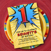 Superheld 1e verjaardag uitnodiging