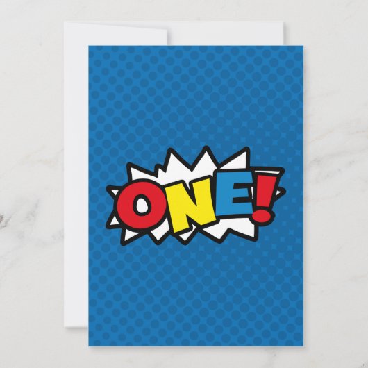 Superheld 1e verjaardag Uitnodiging (Achterkant)