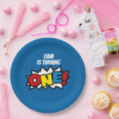 Superheld 1st Birthay, papieren Borden Papieren Bordje (Feest)