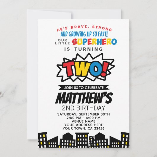 Superheld 2e verjaardag kaart (Voorkant)