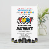 Superheld 2e verjaardag kaart (Staand voorkant)