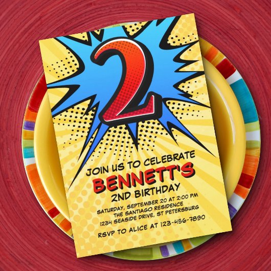 Superheld 2e verjaardag uitnodiging