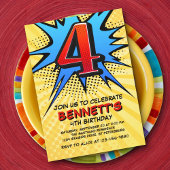 Superheld 4e verjaardag uitnodiging