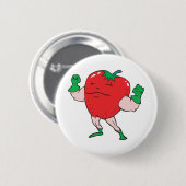 superheld aardbei cartoon personage ronde button 5,7 cm (Voorkant /achterkant)