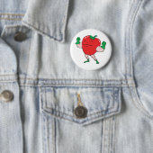 superheld aardbei cartoon personage ronde button 5,7 cm (In situ)