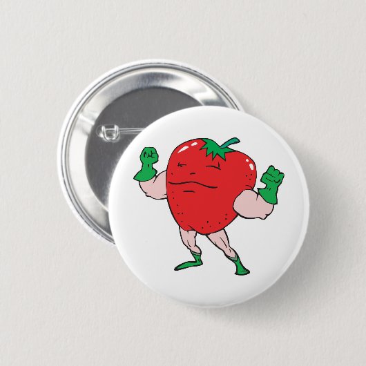 superheld aardbeientekenfilm ronde button 5,7 cm (Voorkant /achterkant)