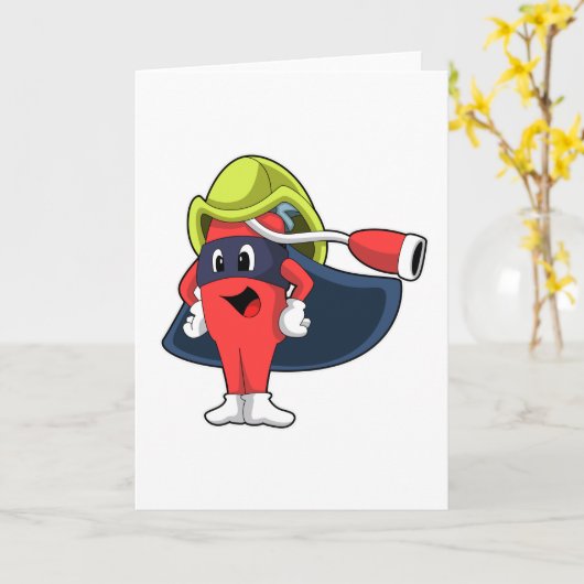 Superheld als brandweerman kaart (Gele Bloem)