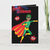 Superheld Amazing Green Flying Boy Fab Birthday Kaart (Voorkant)