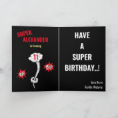 Superheld Amazing Green Flying Boy Fab Birthday Kaart (Binnen)