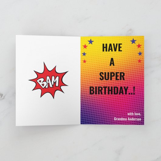 Superheld Amazing Unique Boy Fabulous Birthday Car Kaart (Binnen)