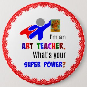 Superheld Art Teacher, met een Van Gogh schilderij Ronde Button 6,0 Cm