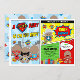 Superheld Baby shower Boy African American Kaart