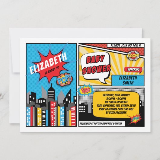 Superheld Baby shower / Superhelden Comic Book Kaart (Voorkant)