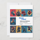 Superheld Bash Verjaardag Uitnodiging Kaart (Voorkant)