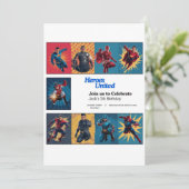 Superheld Bash Verjaardag Uitnodiging Kaart (Staand voorkant)