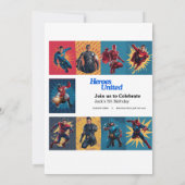 Superheld Bash Verjaardag Uitnodiging Kaart (Achterkant)