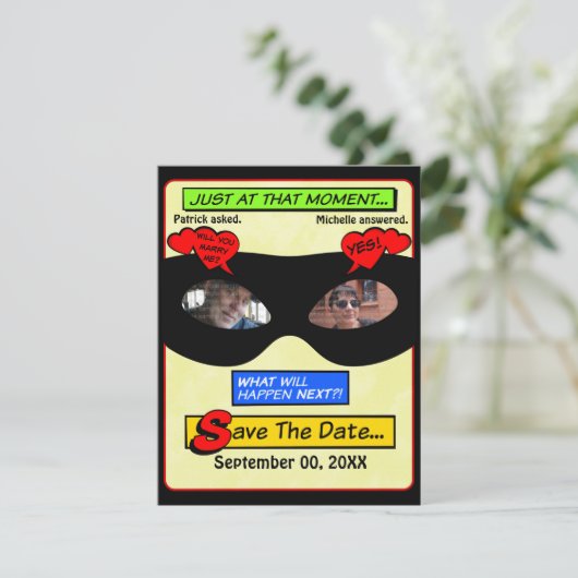 Superheld Bewaar de datum Save The Date (Staand voorkant)